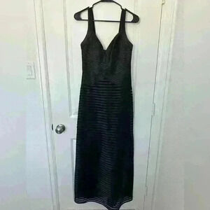 BCBGMAXAZRIA Satin/Mesh Sweetheart Neckline Evening Dress Size 4 Black Dress